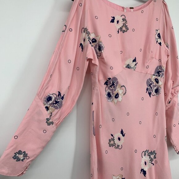 Free People Dress Sunshadows Mini Pink Floral Long Sleeve NWT - Picture 7 of 16